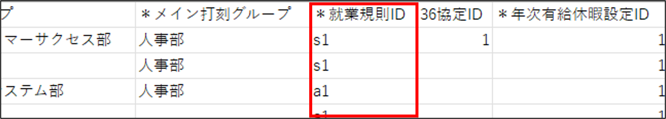 勤怠：従業員設定＞従業員一覧＞従業員一覧CSVダウンロード＞CSVサンプル（就業規則ID）.png